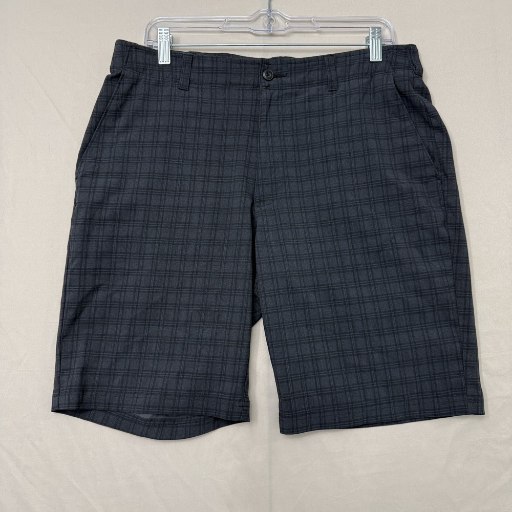 Ben Hogan Golf Shorts Mens 34 Gray Plaid Performance Stretch Casual 10 Inseam